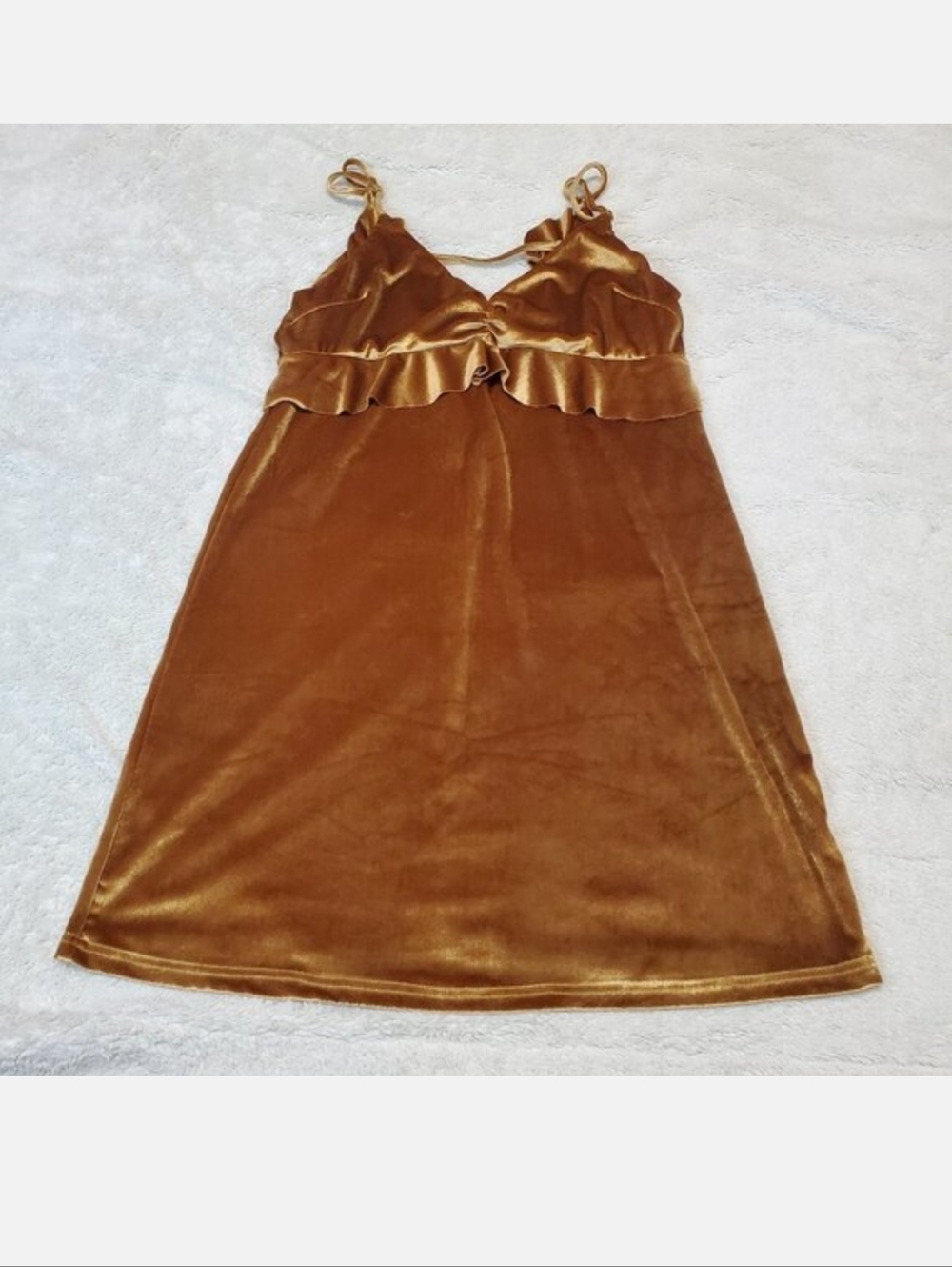 Honey Belle Gold Velvet Mini Slip Dress Medium Festival Romantic Coachella Party